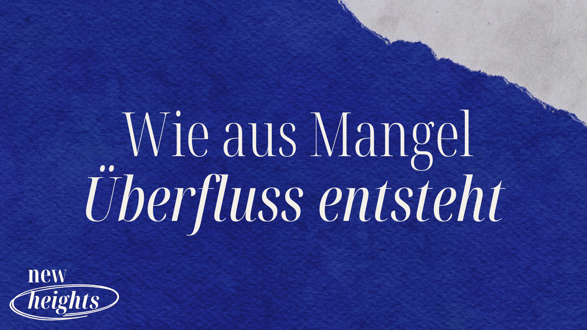 Wie aus Mangel Überfluss entsteht